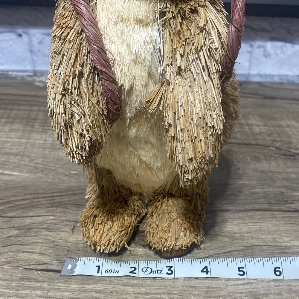 Pier 1 Straw Bunny with Green and White Floral Accents